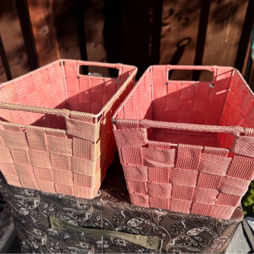T.J.Maxx Pink Woven Storage Baskets